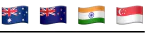 Country Flags - Australia, New Zealand, Singapore, India